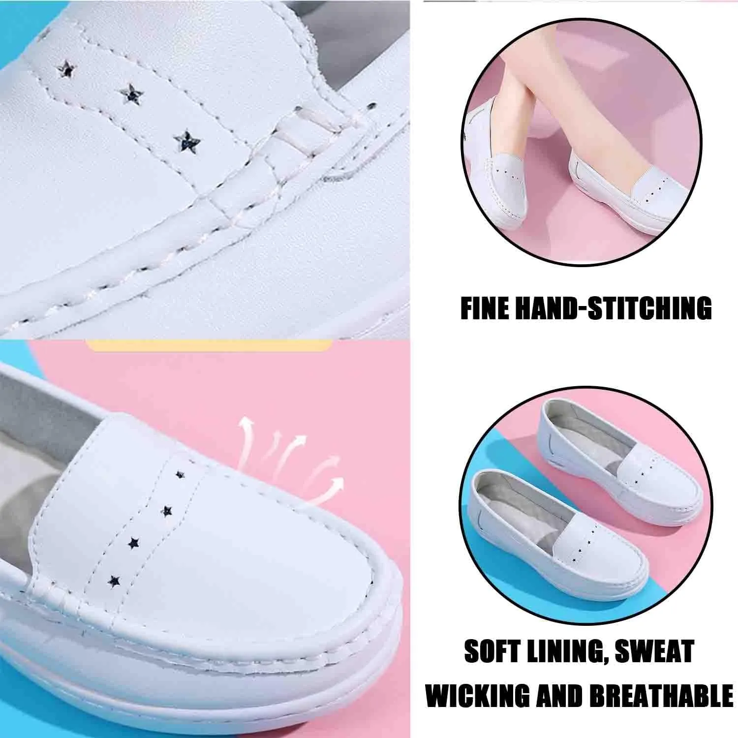 MEBAMY Women's Casual Platform Loafers Lightweight and Non-Slip Wedge Fashion Slip-On Sneaker for Women,White