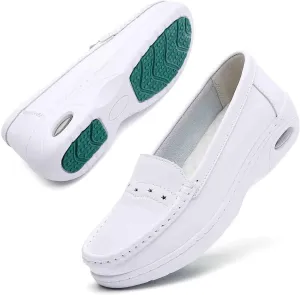 MEBAMY Women's Casual Platform Loafers Lightweight and Non-Slip Wedge Fashion Slip-On Sneaker for Women,White