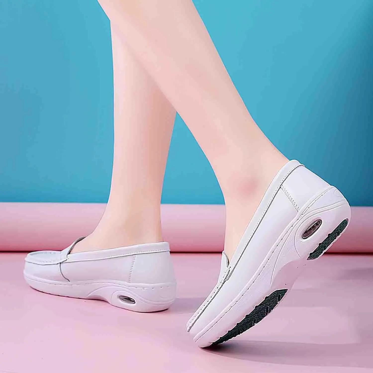 MEBAMY Women's Casual Platform Loafers Lightweight and Non-Slip Wedge Fashion Slip-On Sneaker for Women,White
