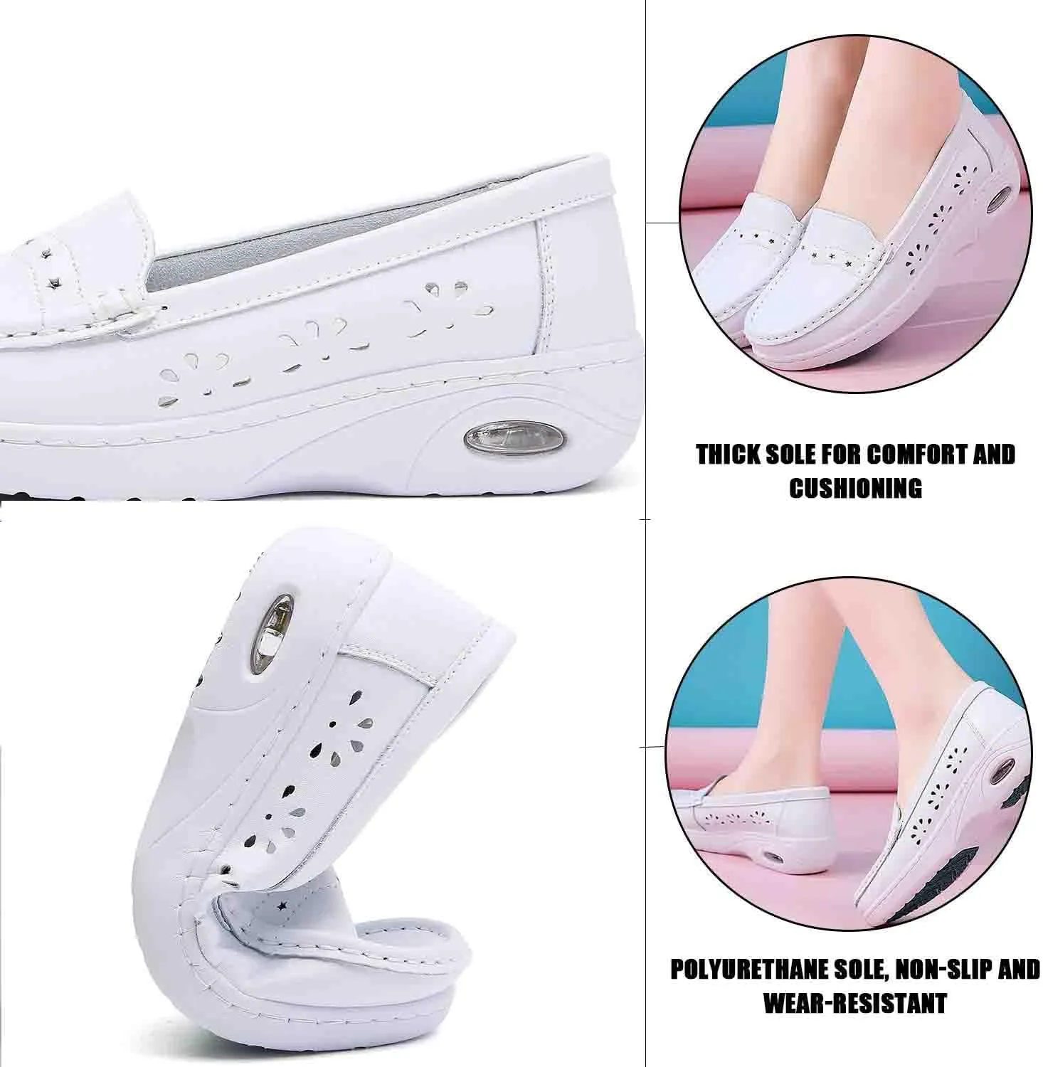 MEBAMY Women's Casual Platform Loafers Lightweight and Non-Slip Wedge Fashion Slip-On Sneaker for Women,White