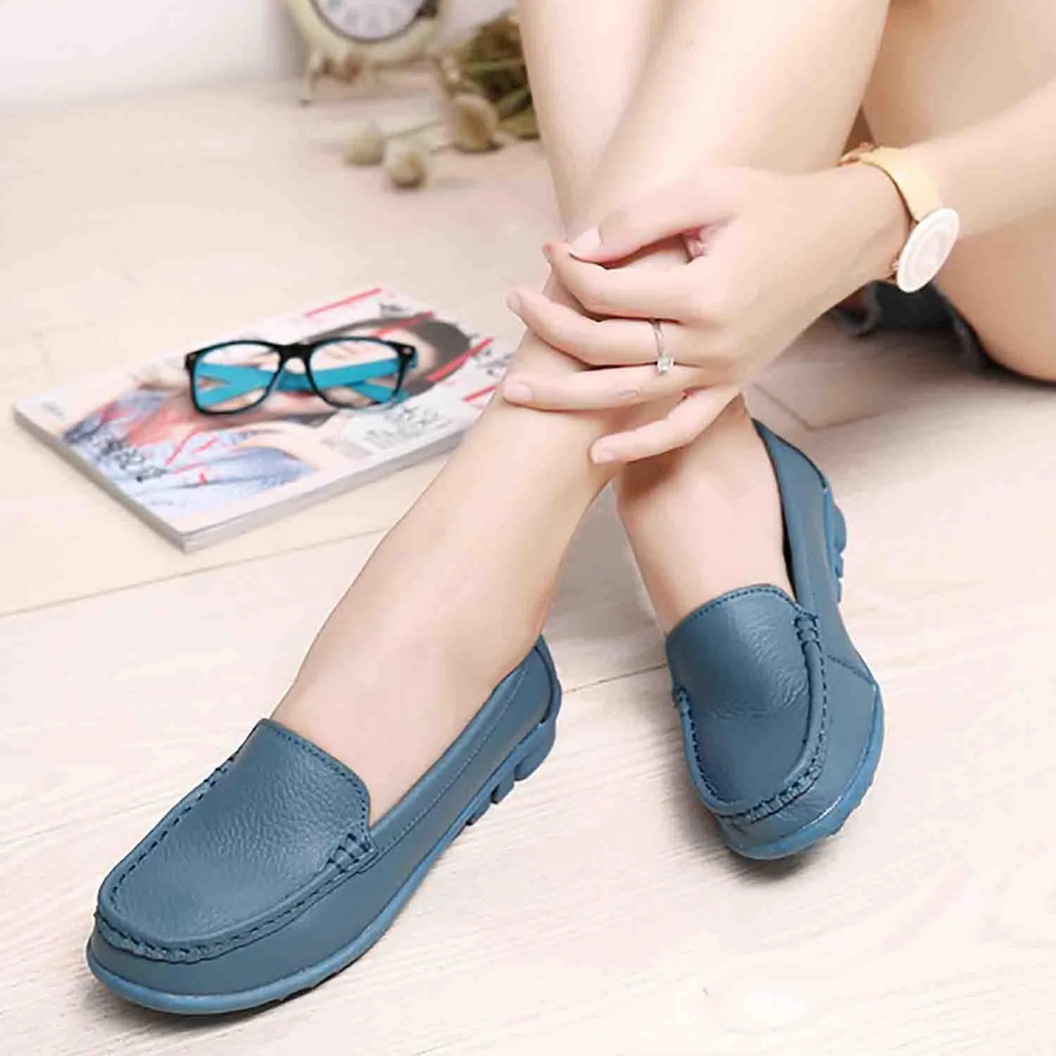 MEBAMY Women's Casual Platform Loafers Lightweight and Non-Slip Wedge Fashion Slip-On Sneaker for Women,White
