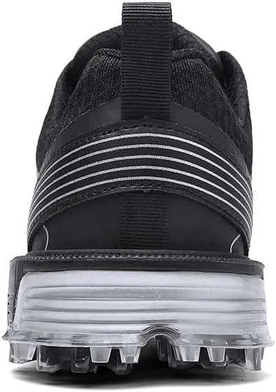 Men Water-Resistant Golf Shoes Non-Slip Outdoor 9 Spikes Golf Trainers Casual Spiked Walking Footwear