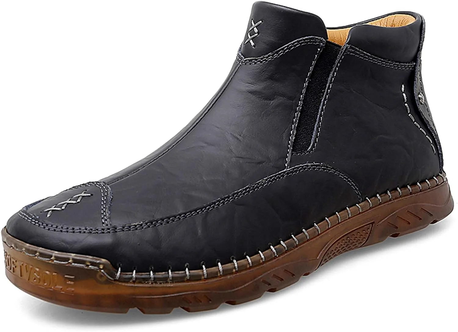 Men's Casual Loafers Men's Lightweight Breathable Casual Shoes Hand Sewn Comfortable Soft Men's Shoes Classic Business Wide Version Non Slip Oxford Shoes Black