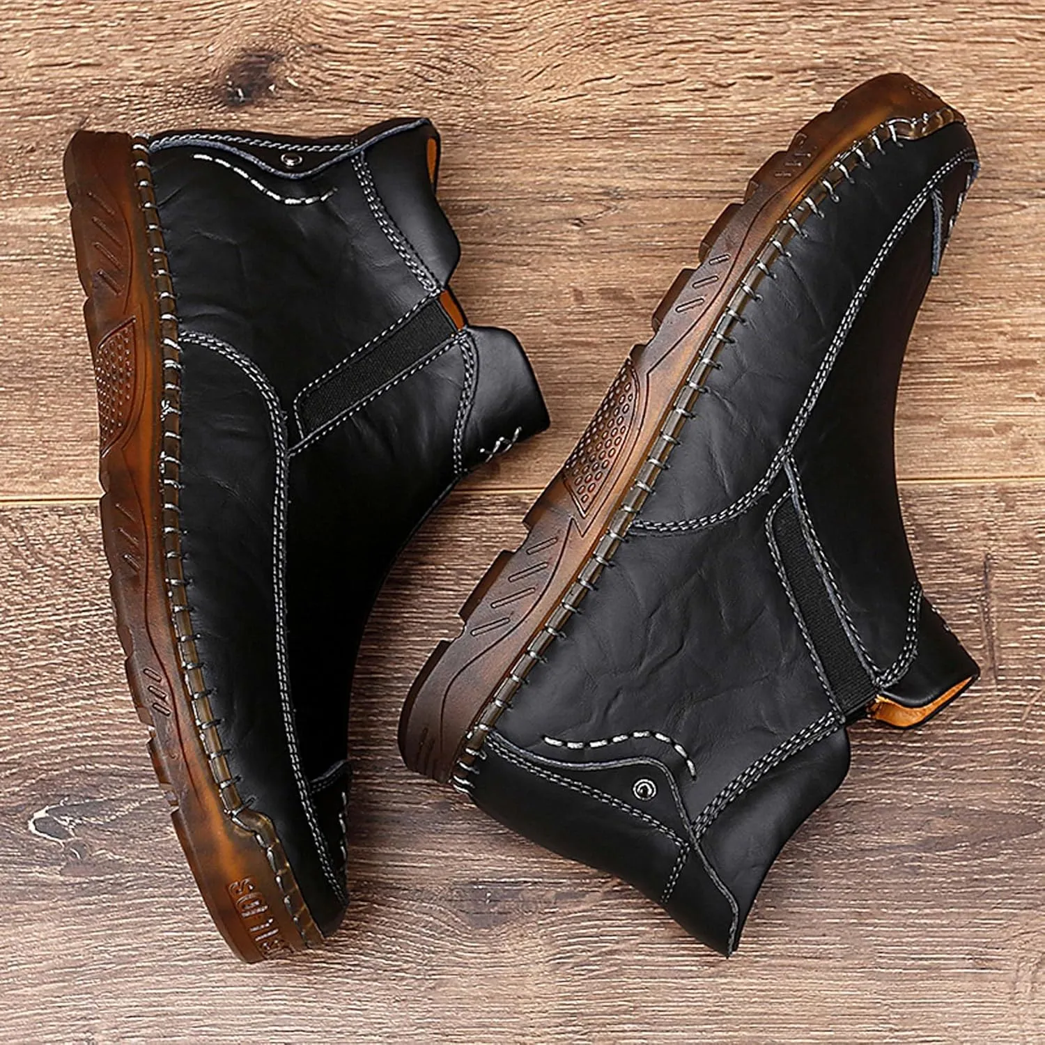Men's Casual Loafers Men's Lightweight Breathable Casual Shoes Hand Sewn Comfortable Soft Men's Shoes Classic Business Wide Version Non Slip Oxford Shoes Black