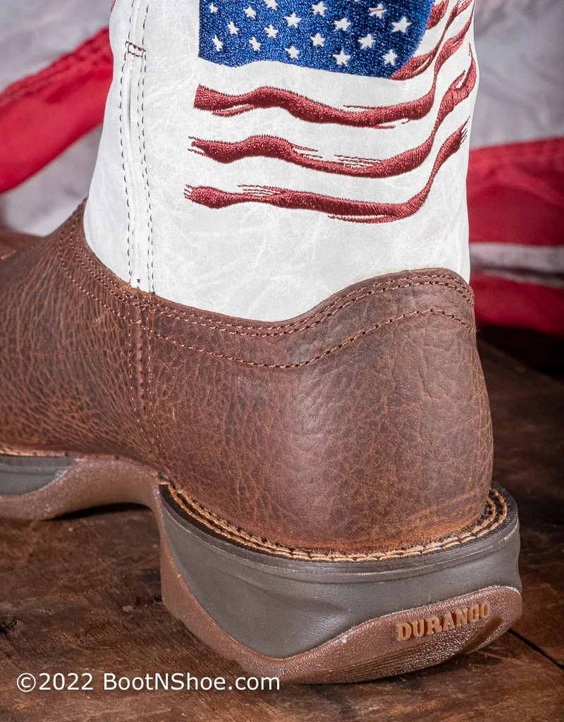 Men's Rebel White Top Distressed  American Flag Boots DDB0312