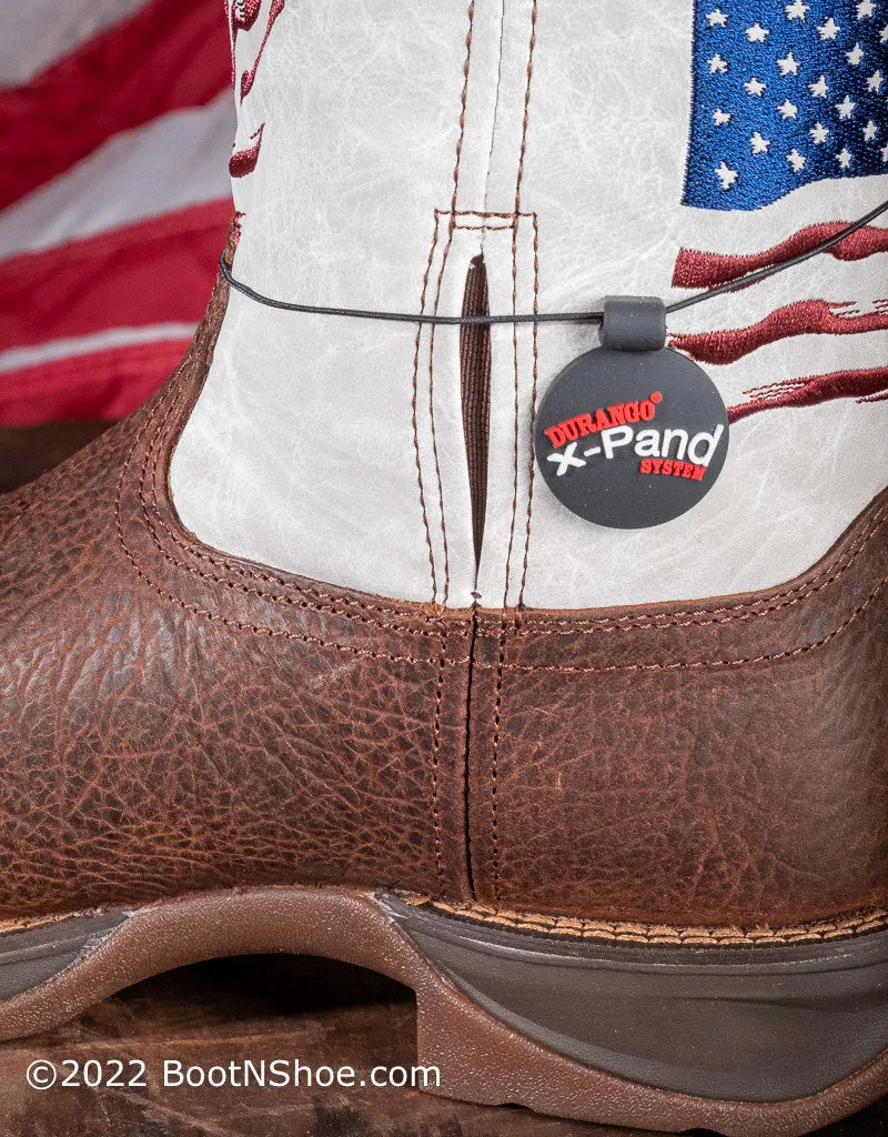 Men's Rebel White Top Distressed  American Flag Boots DDB0312