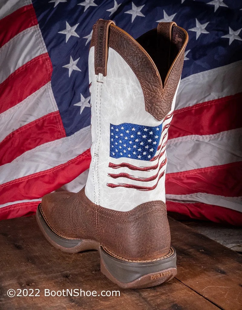 Men's Rebel White Top Distressed  American Flag Boots DDB0312