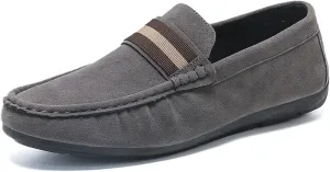 Men's Suede Round Toe Soft Sole Loafers,Breathable Comfortable Slip On Flat Boat Shoes Casual Fashionable Walking Shoes