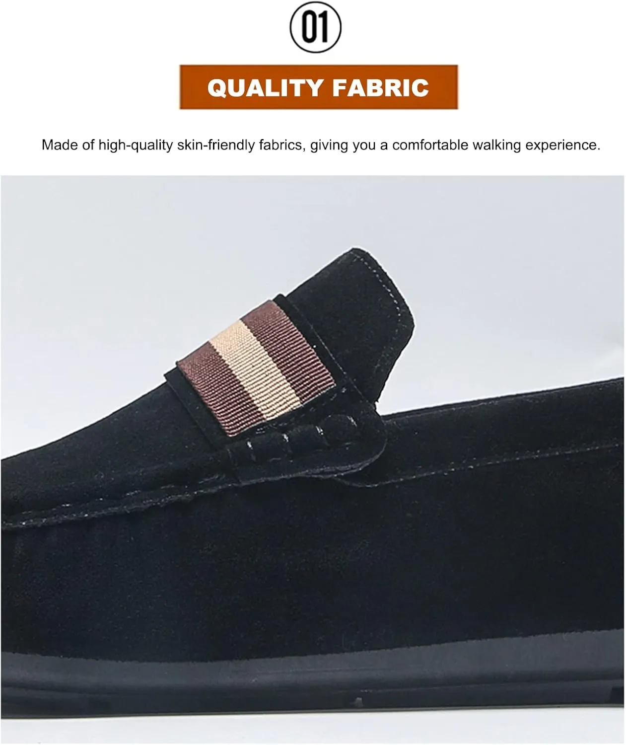 Men's Suede Round Toe Soft Sole Loafers,Breathable Comfortable Slip On Flat Boat Shoes Casual Fashionable Walking Shoes