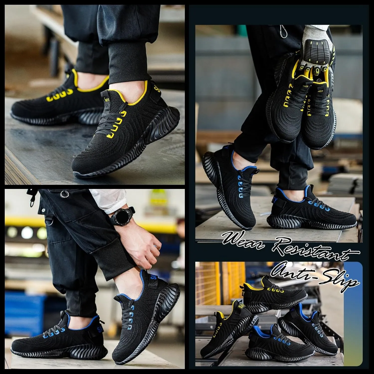 Micoklinlin Steel Toe Sneakers for Men Work Lightweight Safety Shoes Smash and Puncture Resistant Non-Slip Hiking Shoes
