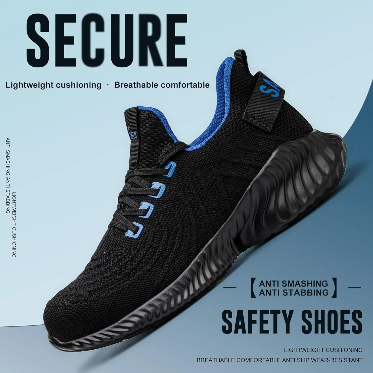 Micoklinlin Steel Toe Sneakers for Men Work Lightweight Safety Shoes Smash and Puncture Resistant Non-Slip Hiking Shoes