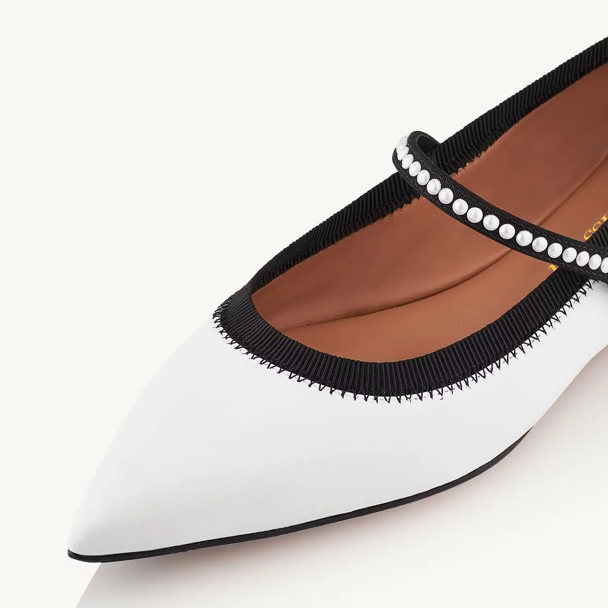 miss left Women Classic Pointed Toe Pearls Single Strap Buckle Flat Mary Janes Comfy Party Dance Ballet Shoes Size 4-16 US