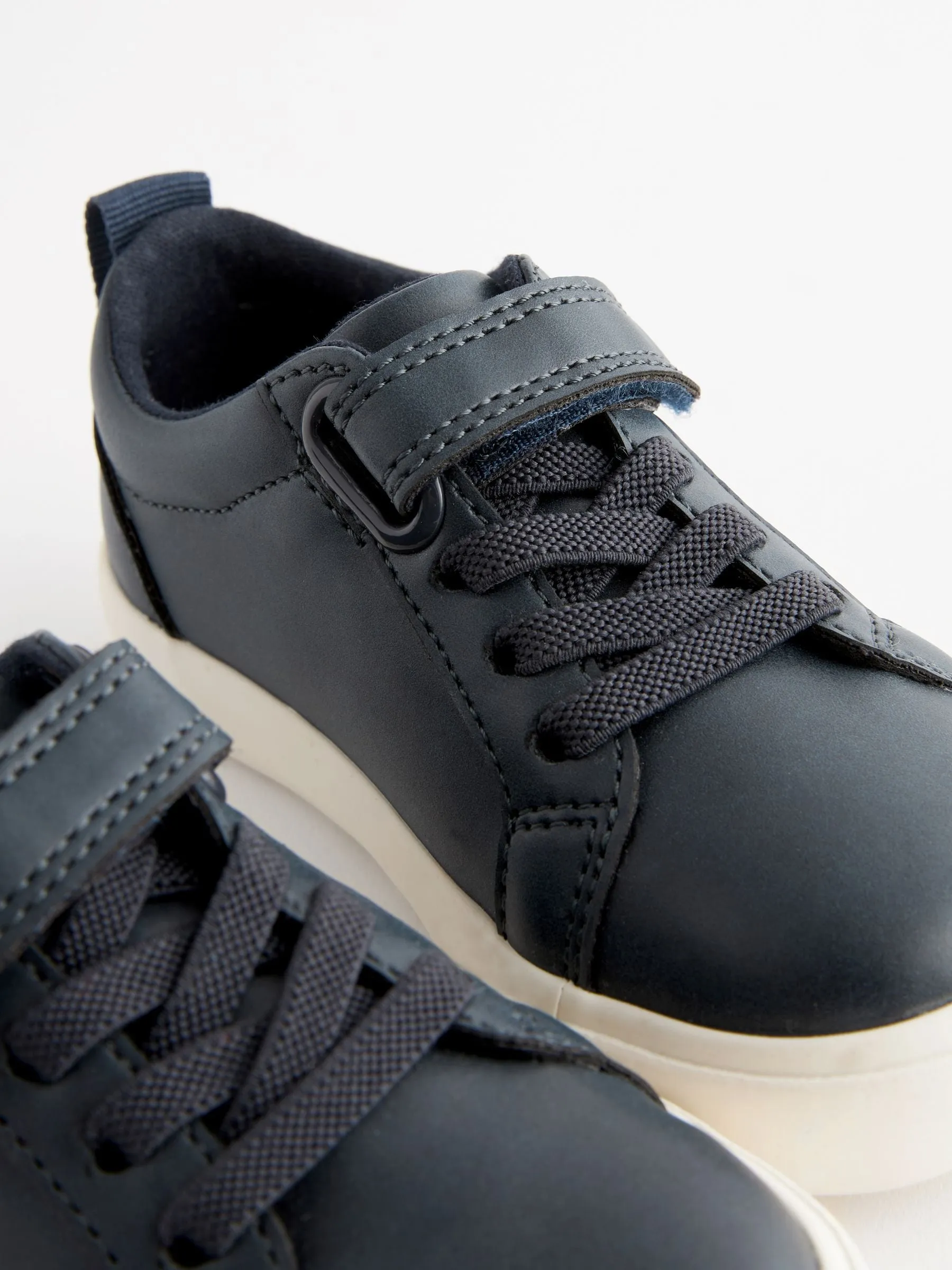 Navy Standard Fit (F) Touch Fastening Elastic Lace Trainers