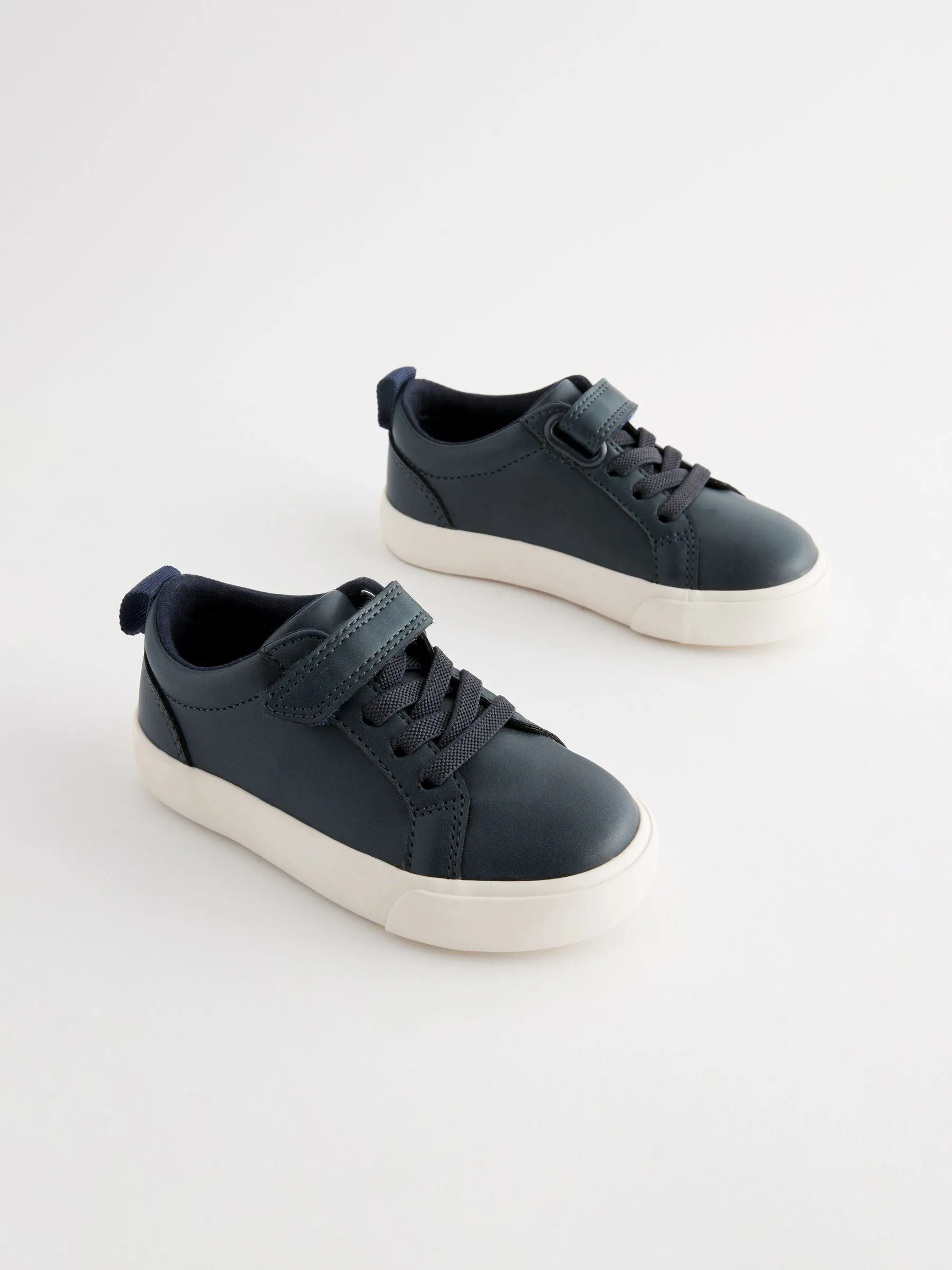 Navy Standard Fit (F) Touch Fastening Elastic Lace Trainers