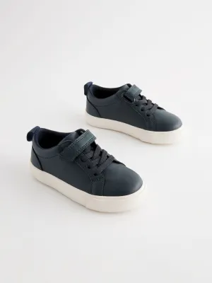 Navy Standard Fit (F) Touch Fastening Elastic Lace Trainers