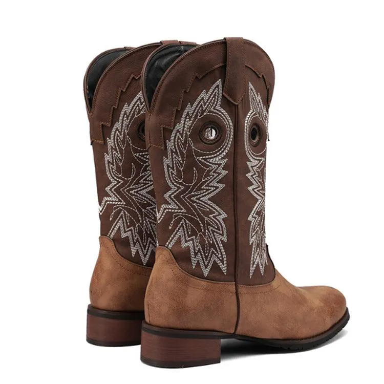 New Chunky Heel Western Cowboy Boots