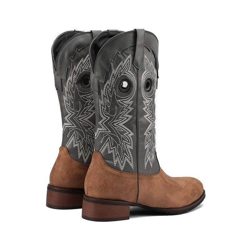 New Chunky Heel Western Cowboy Boots