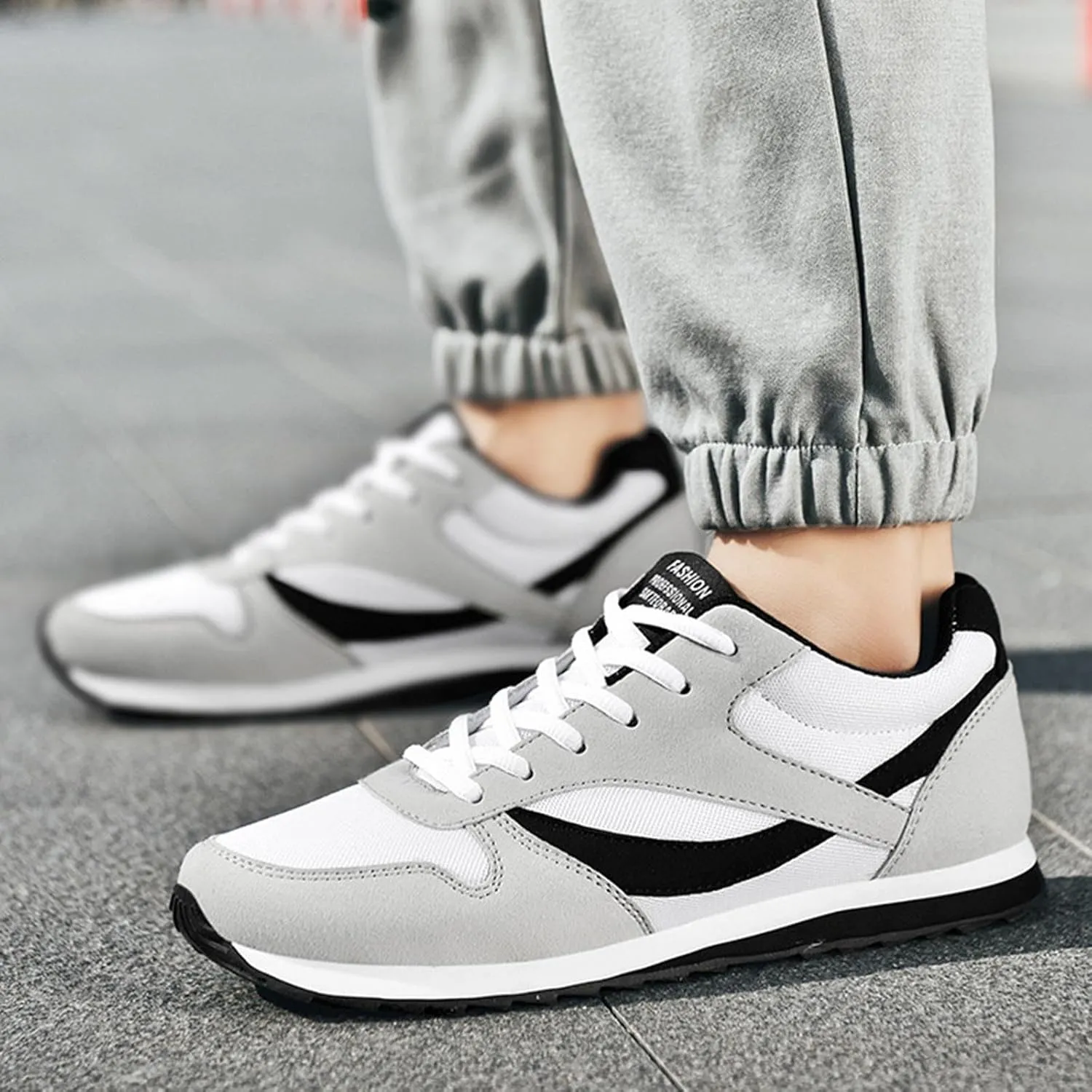 Non Slip Work Shoes for Men Walking Shoes Lightweight Breathable Slip On Running Shoes Workout Tennis Fashion Sneakers