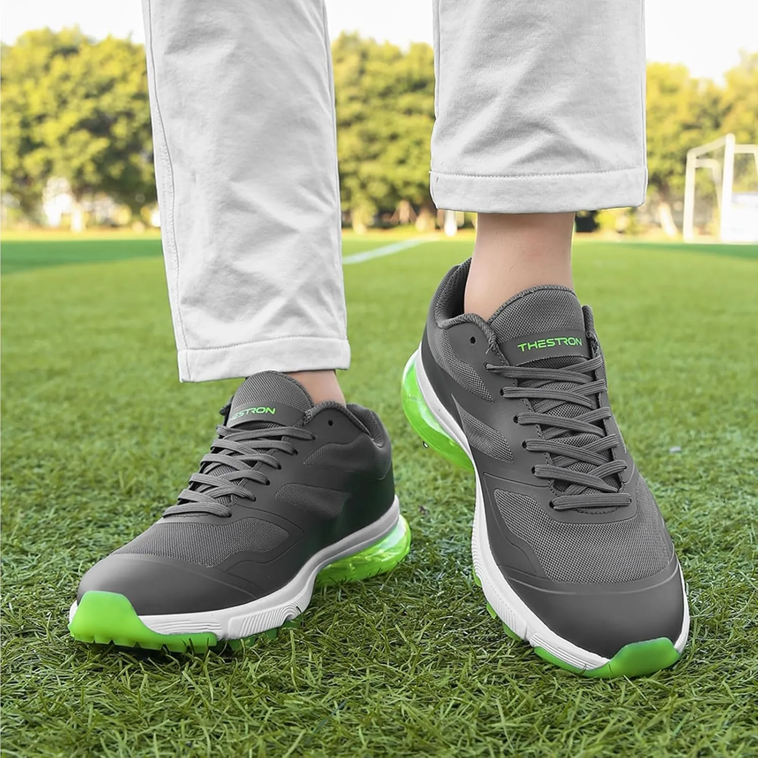 ONAIC Waterproof Golf Shoes Men Wide Spiked Golf Training Non-Slip Lace-Up Walking Footwears
