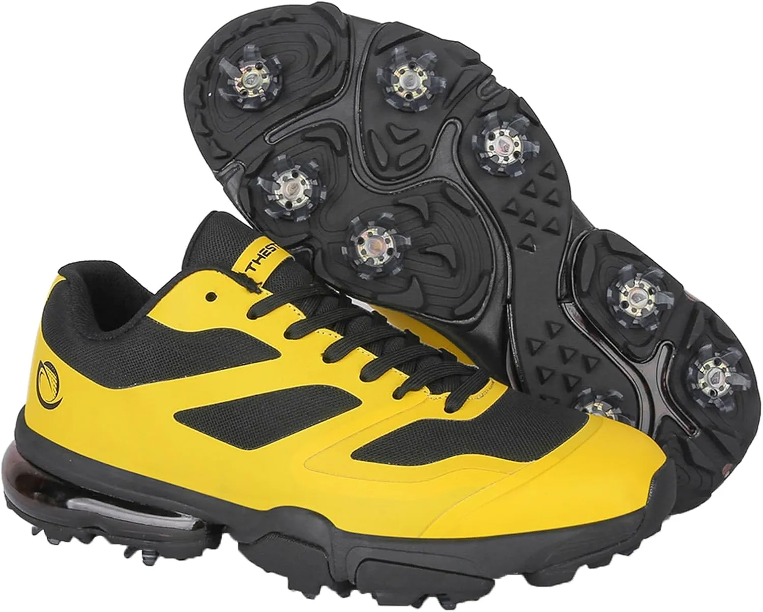 ONAIC Waterproof Golf Shoes Men Wide Spiked Golf Training Non-Slip Lace-Up Walking Footwears
