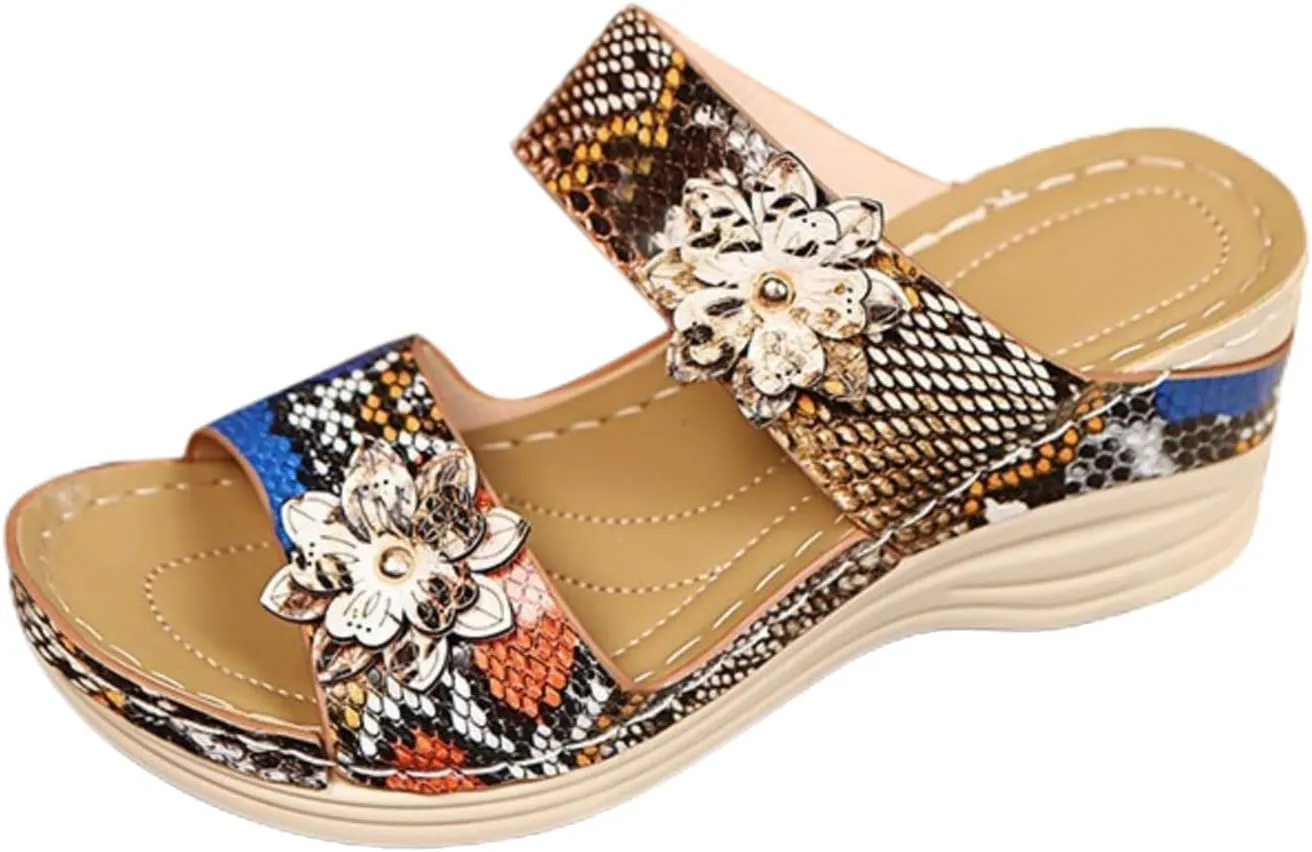 Orthopedic Sandals for Women Platform Wedge Arch Support Flat Slipper Open Toe Comfort Casual Beach Walking Heels Shoes