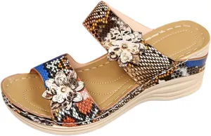 Orthopedic Sandals for Women Platform Wedge Arch Support Flat Slipper Open Toe Comfort Casual Beach Walking Heels Shoes