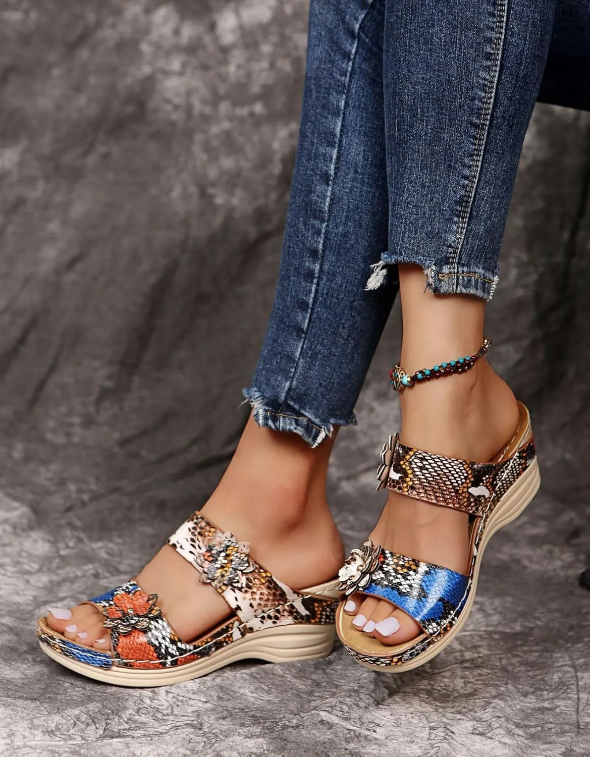 Orthopedic Sandals for Women Platform Wedge Arch Support Flat Slipper Open Toe Comfort Casual Beach Walking Heels Shoes