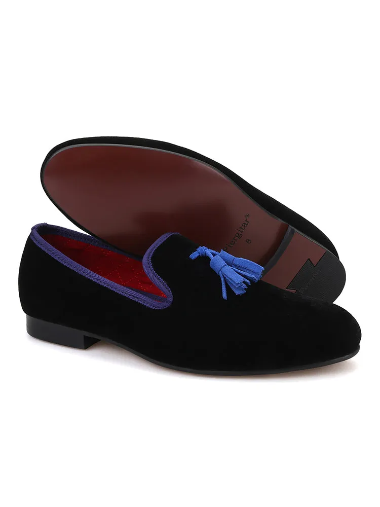 piergitar multi-color leather tassel velvet men's shoes British style large size trendy smoking shoes velvet loafers