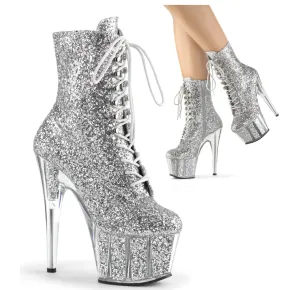 Pleaser Adore Silver Glitter Heels