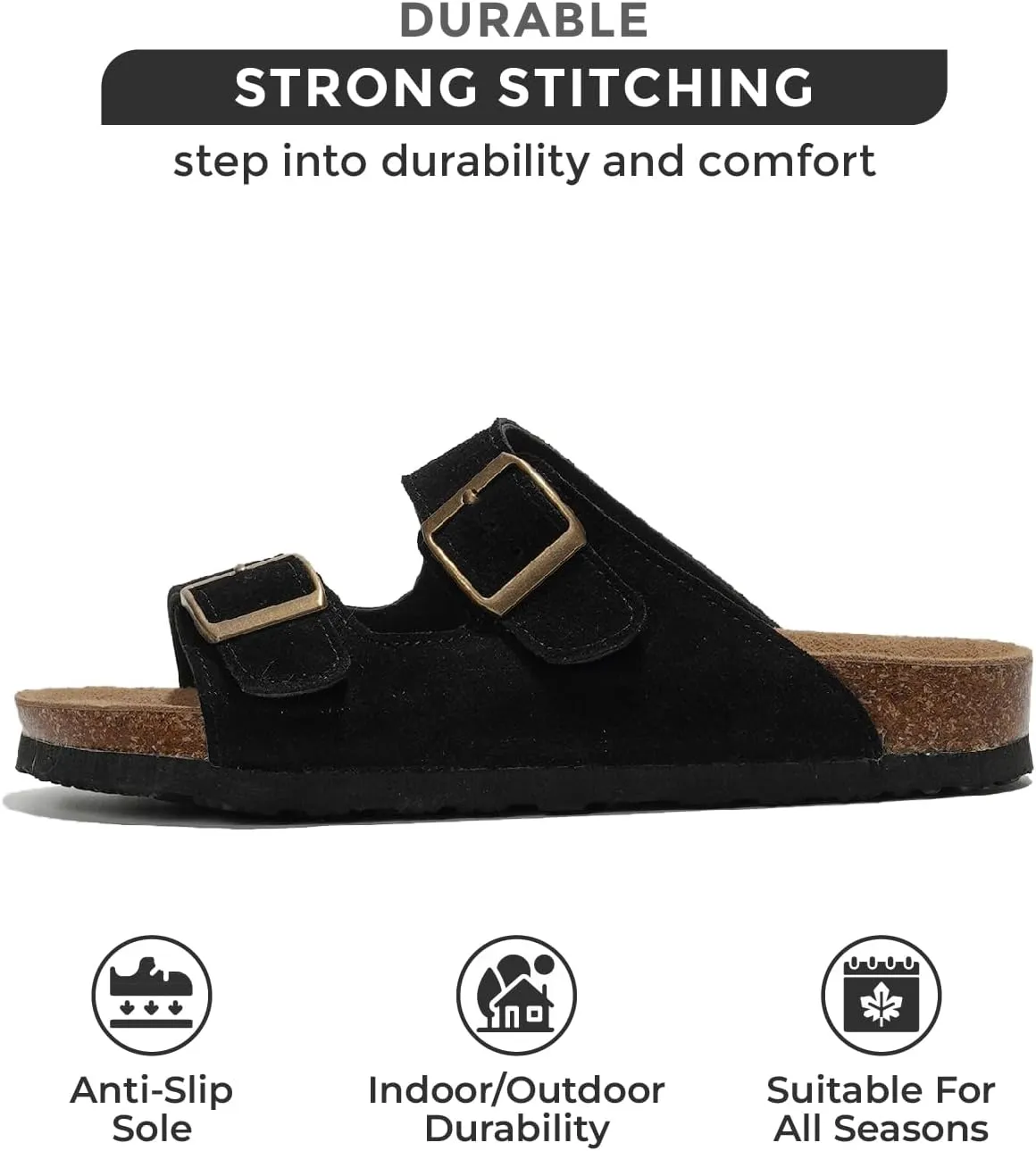Project Cloud Genuine Leather Flat Sandals Beach Essentials Womens Sandals Memory Foam Vacation Essentials Slides for Women Footwear (Venita)