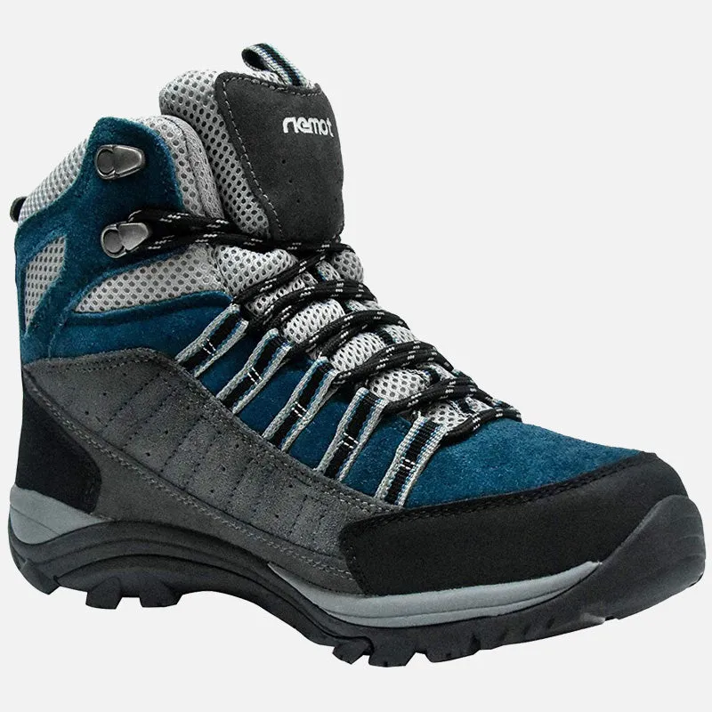 riemot Walking Boots for Women Blue Fully Waterproof High Rise Hiking Shoes