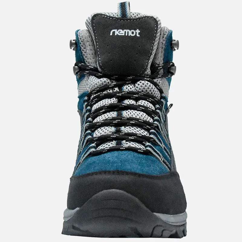 riemot Walking Boots for Women Blue Fully Waterproof High Rise Hiking Shoes