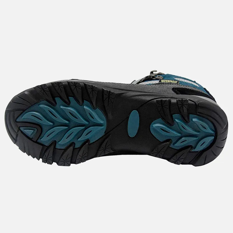 riemot Walking Boots for Women Blue Fully Waterproof High Rise Hiking Shoes