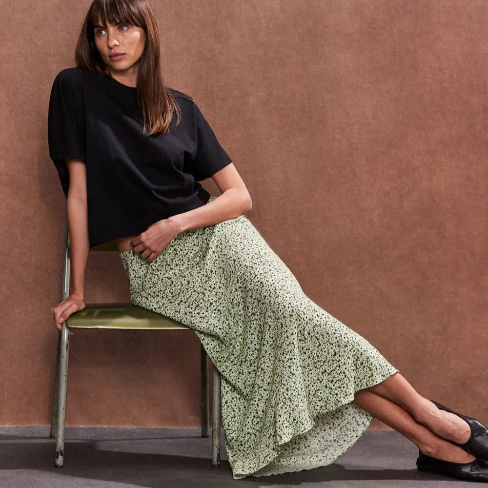 Ro&Zo Green Ditsy Bias Cut Maxi Skirt In Green