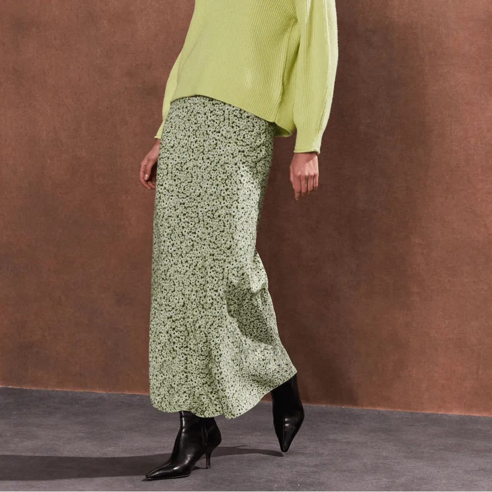 Ro&Zo Green Ditsy Bias Cut Maxi Skirt In Green
