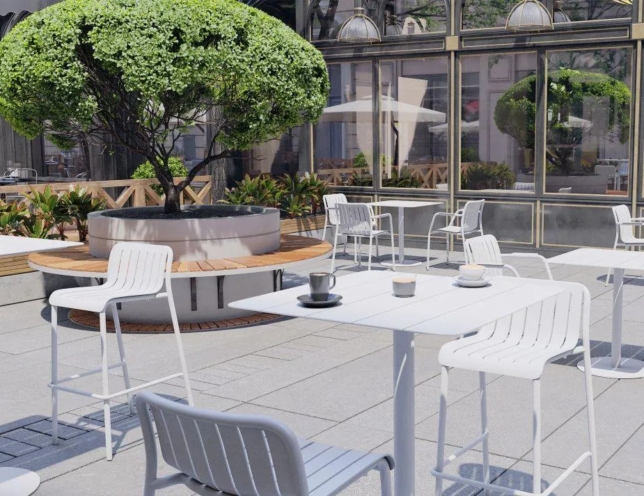 Roku Outdoor Bar Stool in Matt White