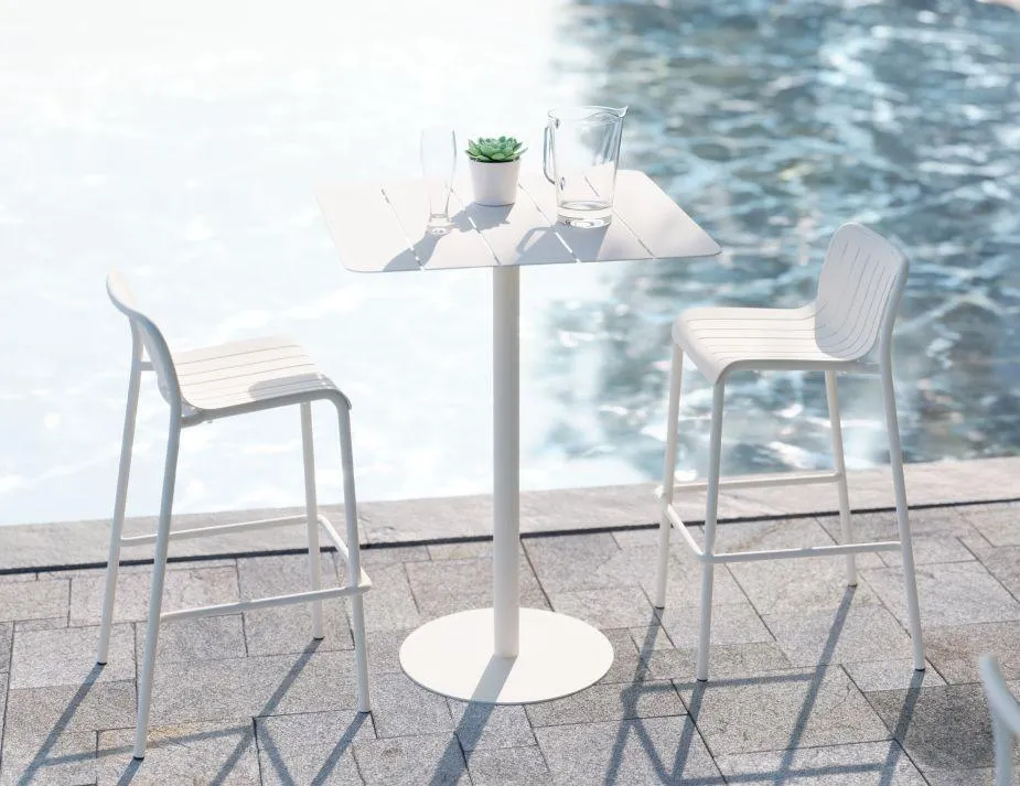 Roku Outdoor Bar Stool in Matt White