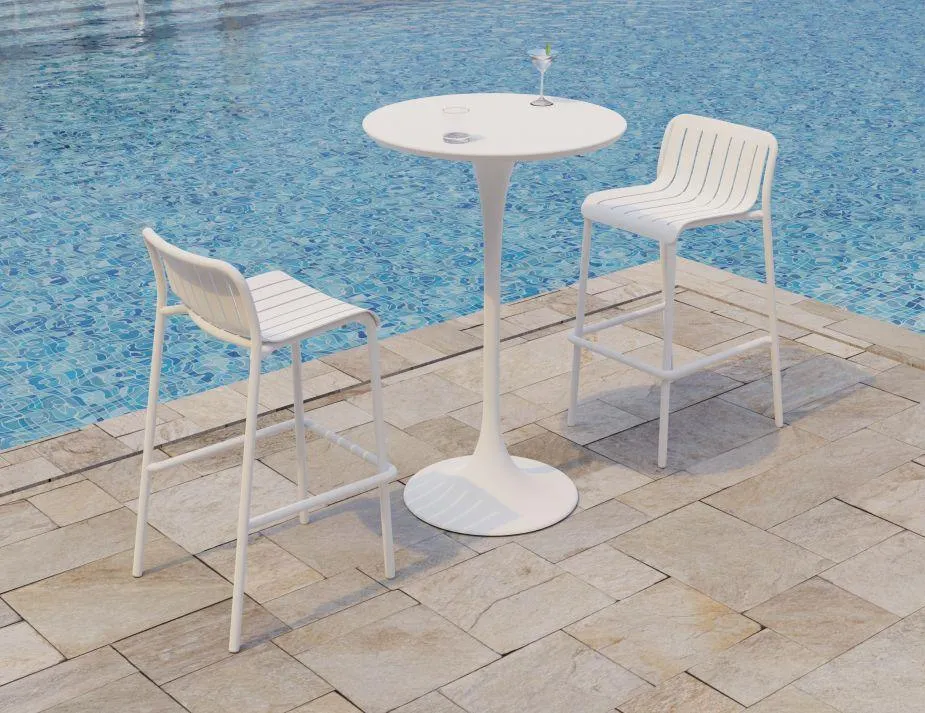 Roku Outdoor Bar Stool in Matt White