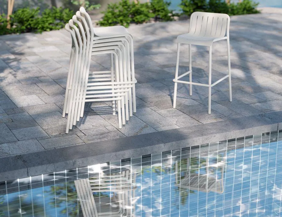 Roku Outdoor Bar Stool in Matt White