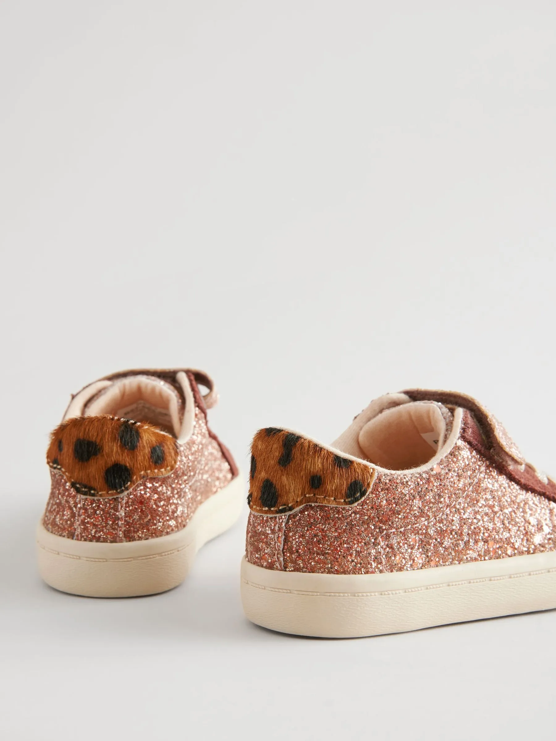 Rose Gold Glitter Wide Fit (G) Elastic Lace Trainers