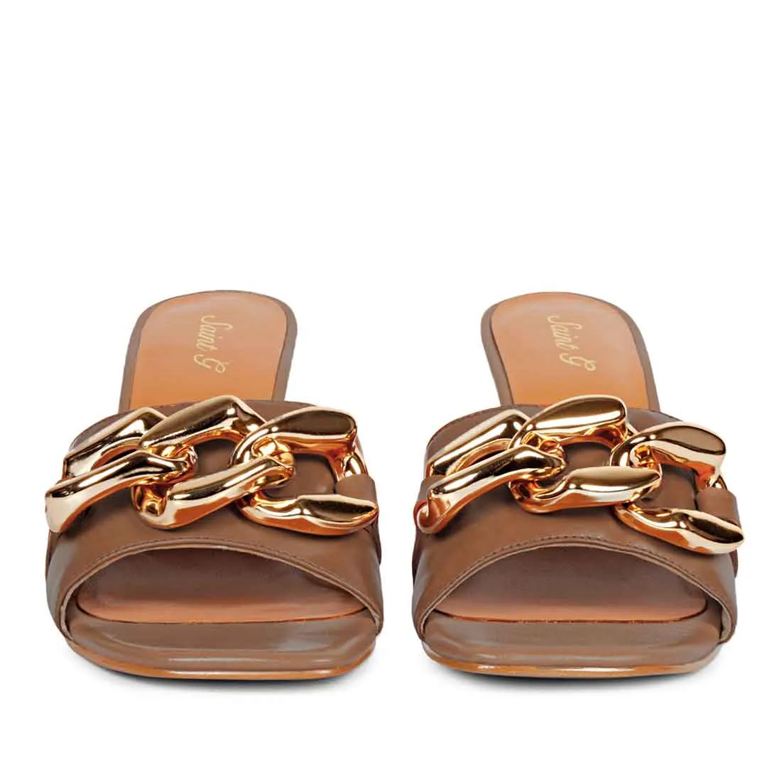 Saint Melissa Cuoio Leather Mid Slip On Heels