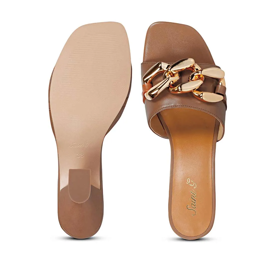 Saint Melissa Cuoio Leather Mid Slip On Heels