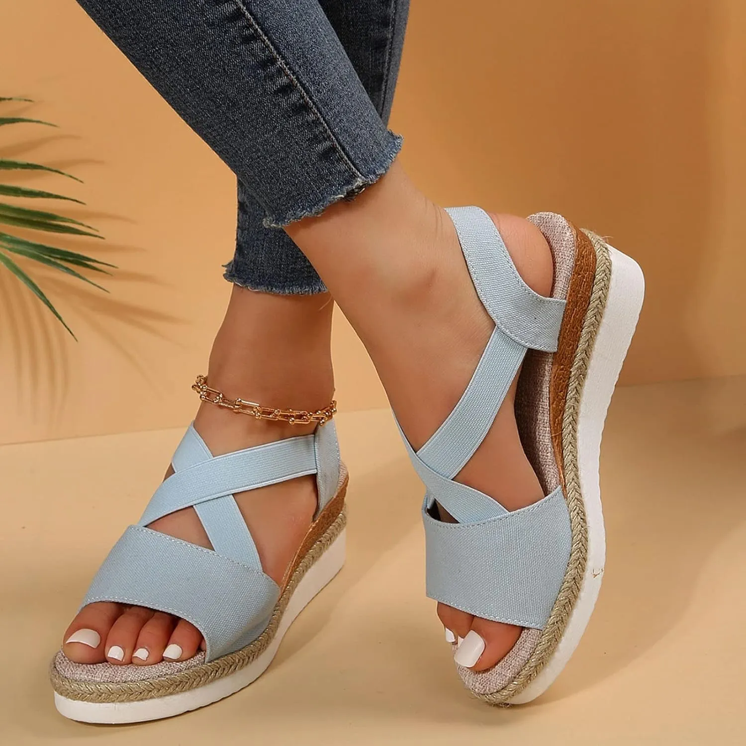 Sandals for Women 2025 Fashion Platform Sandals Espadrilles Wedges Dressy Summer Sandals Ankle Strap Slip On Sandals