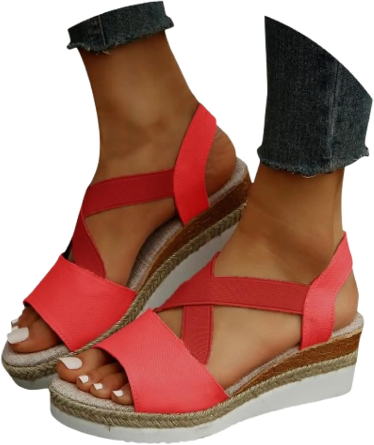 Sandals for Women 2025 Fashion Platform Sandals Espadrilles Wedges Dressy Summer Sandals Ankle Strap Slip On Sandals