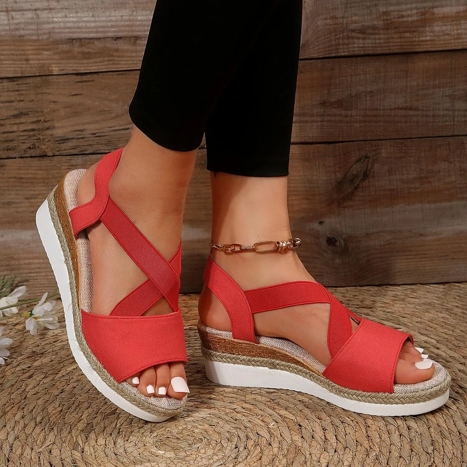 Sandals for Women 2025 Fashion Platform Sandals Espadrilles Wedges Dressy Summer Sandals Ankle Strap Slip On Sandals