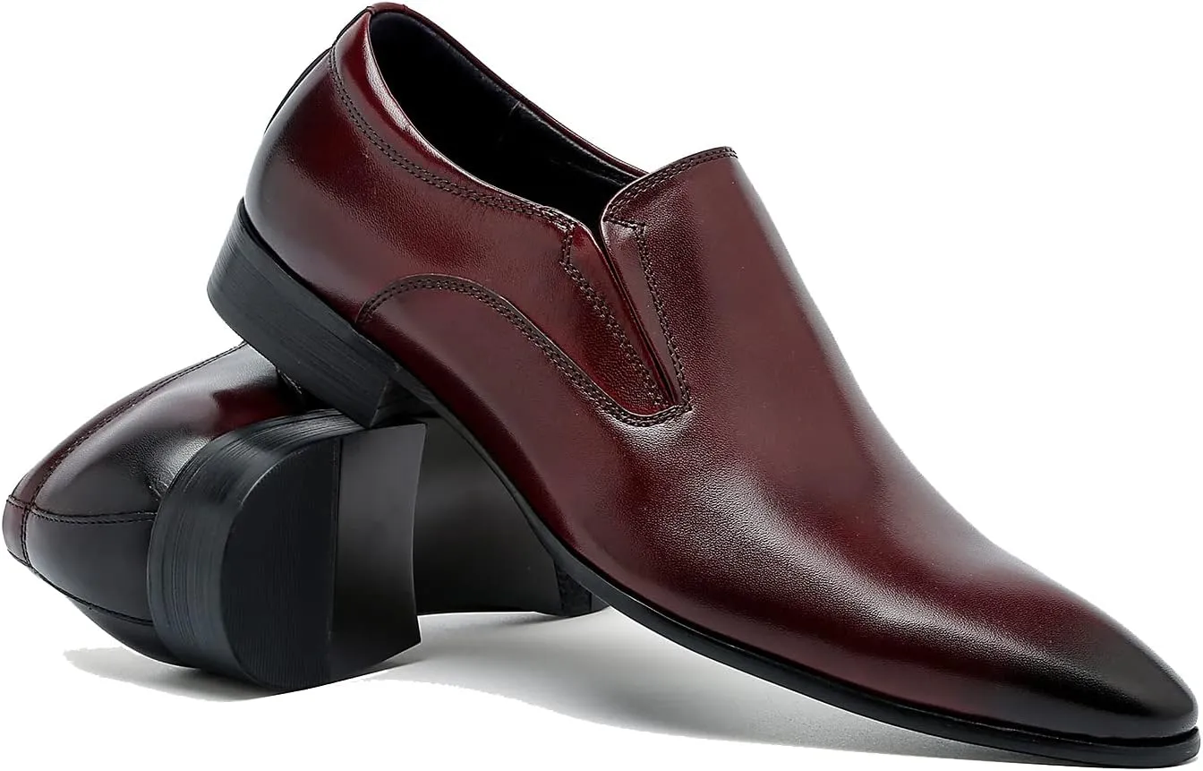 Santimon Men's Loafers Slip on Formal Dress Leather Penny Loafers Comfort Fashion Business Walking Shoes