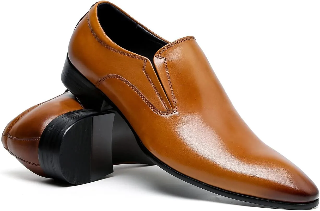 Santimon Men's Loafers Slip on Formal Dress Leather Penny Loafers Comfort Fashion Business Walking Shoes