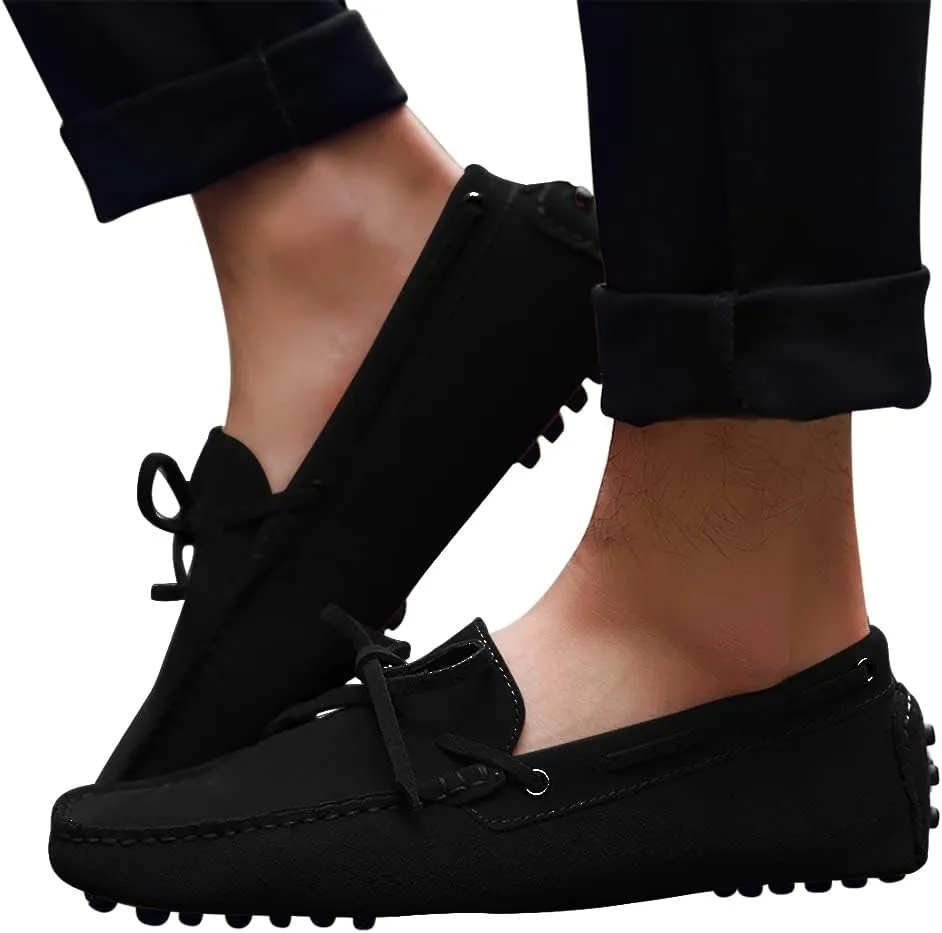 Santimon Mens Penny Loafers Classic Suede Leather Moccasins Casual Slip On Driving Prom Shoes