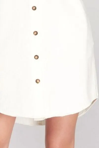 She   Sky Folded Cuff Button Down Washed Twill Shirt Dress In Ivory