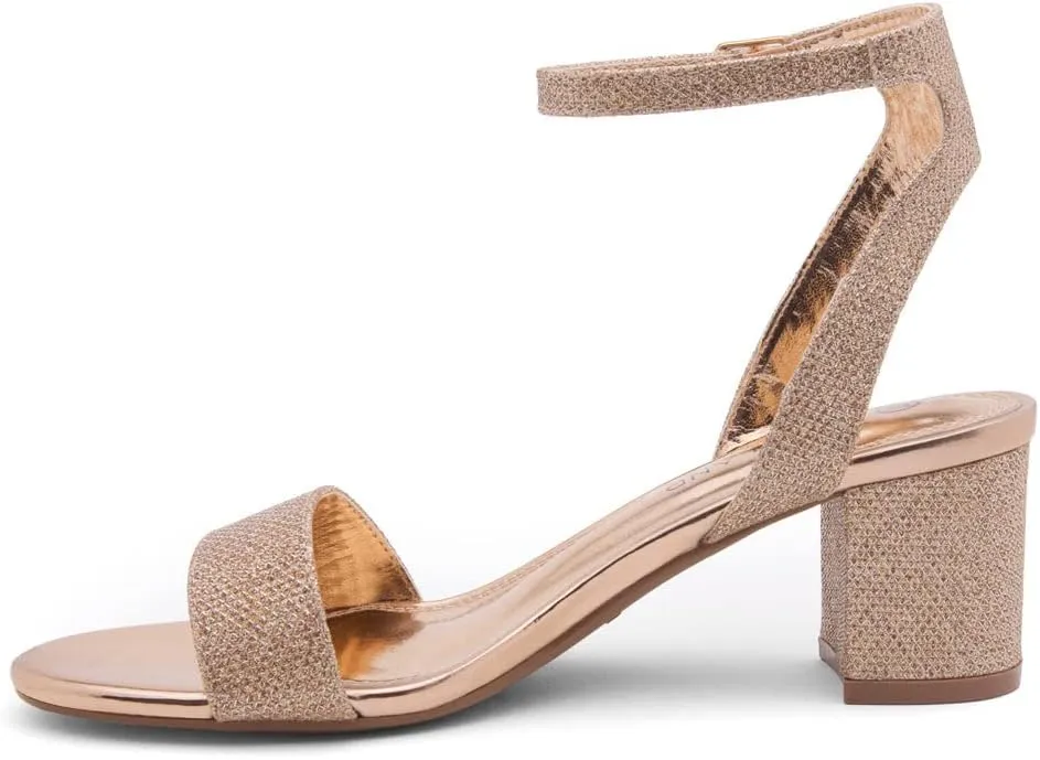 Shoe Land Women's Low Heels  2.75 Inch Chunky Block Heeled Sandals | Clear Sandals, Open Toe Dressy Short Heels with Ankle Strap for Wedding, Prom & Party
